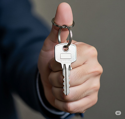 door key around thumb